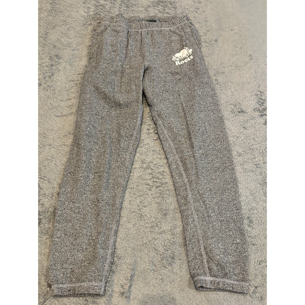 Roots Sweatpants Mens XS Grey Knit Joggers Spellout Logo Pull On Active